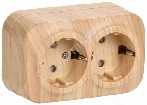 Розетка 2-м ОП GLORY РСш22-3-ХС 16А с заземл. защ. шторки сосна IEK ERH24-K34-16 - smartlife-ural.ru – Екатеринбург