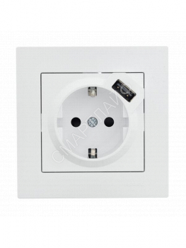 Розетка 1-м СП Vesna с заземл. с заряд. устройством USB механизм бел. LEZARD 742-0288-181 - smartlife-ural.ru – Екатеринбург