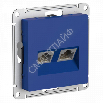 Розетка компьютерная 2-м AtlasDesign RJ45+RJ45 кат.5E механизм аквамарин SE ATN001185 - smartlife-ural.ru – Екатеринбург