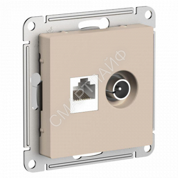 Розетка компьютерная + телевизионная 2-м СП AtlasDesign RJ45 кат.5E + TV механизм песочн. SE ATN001289 - smartlife-ural.ru – Екатеринбург