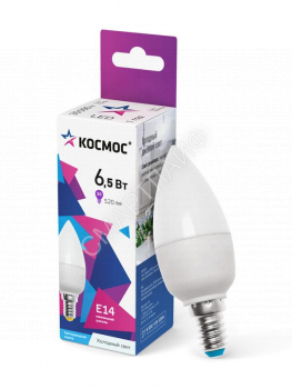 Лампа светодиодная 6.5Вт свеча 6500К холод. бел. E14 220В КОСМОС LkecLED6.5wCNE1465 - smartlife-ural.ru – Екатеринбург