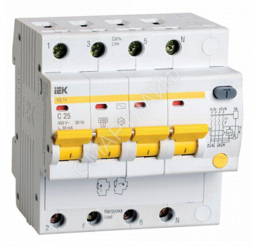 Выключатель автоматический дифференциального тока 4п C 25А 30мА тип AC 4.5кА АД-14 KARAT IEK MAD10-4-025-C-030 - smartlife-ural.ru – Екатеринбург