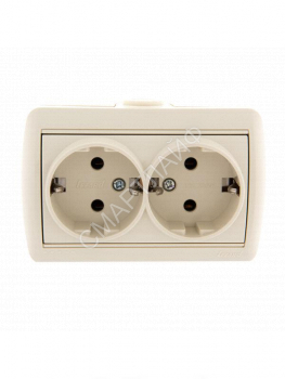 Розетка 2-м ОП Nata 16А IP20 с заземл. керамика крем. LEZARD 710-0300-127 - smartlife-ural.ru – Екатеринбург
