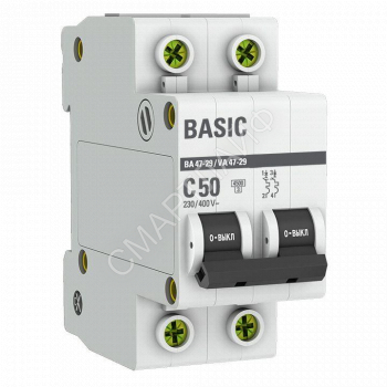 Выключатель автоматический модульный 2п C 50А 4.5кА ВА 47-29 Basic EKF mcb4729-2-50C - smartlife-ural.ru – Екатеринбург