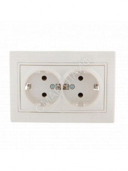 Розетка 2-м СП Mira 16А IP20 с заземл. со вставкой керамика жемчуж./бел. перламутр. LEZARD 701-3030-127 - smartlife-ural.ru – Екатеринбург