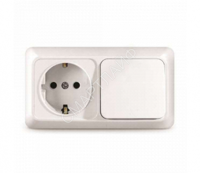 Блок ОП Олимп 1-кл. вык.+ роз. с заземл. горизонт. бел. UNIVersal О0032 - smartlife-ural.ru – Екатеринбург