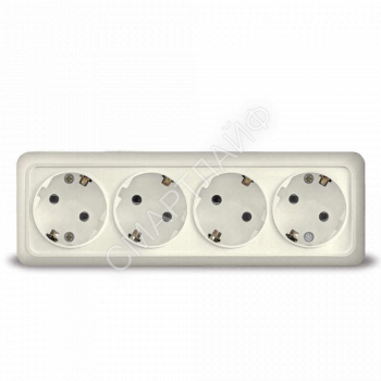 Розетка 4-м ОП Олимп с заземл. сл. кость UNIVersal 1169 - smartlife-ural.ru – Екатеринбург