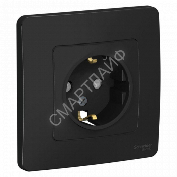 Розетка 1-м СП Blanca 16А IP20 250В с заземл. защ. шторки антрацит SE BLNRS001116 - smartlife-ural.ru – Екатеринбург