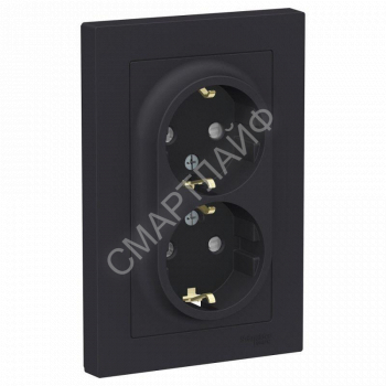 Розетка 2-м СП AtlasDesign 16А IP20 с заземл. защ. шторки в сборе карбон SE ATN001026 - smartlife-ural.ru – Екатеринбург