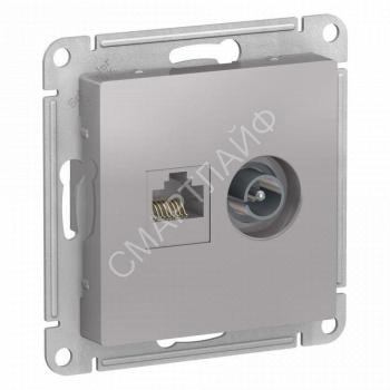 Розетка компьютерная + телевизионная 2-м СП AtlasDesign RJ45 кат.5E + TV механизм алюм. SE ATN000389 - smartlife-ural.ru – Екатеринбург