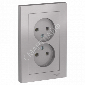 Розетка 2-м СП AtlasDesign 16А IP20 без заземл. в сборе алюм. SE ATN000320 - smartlife-ural.ru – Екатеринбург