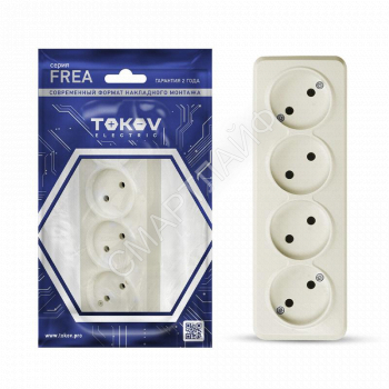 Розетка 4-м ОП Frea 16А IP20 250В без заземл. АБС-пластик беж. TOKOV ELECTRIC TKE-FR-R4-C02 - smartlife-ural.ru – Екатеринбург