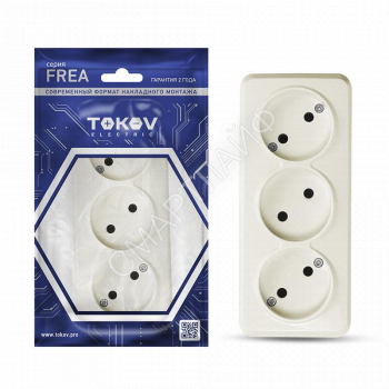 Розетка 3-м ОП Frea 16А IP20 250В без заземл. АБС-пластик беж. TOKOV ELECTRIC TKE-FR-R3-C02 - smartlife-ural.ru – Екатеринбург