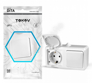 Блок ОП Dita (розетка 16А 250В с заземл. + 1-кл. выкл. 10А) IP54 бел. TOKOV ELECTRIC TKL-DT-V1RZ-C01-IP54 - smartlife-ural.ru – Екатеринбург
