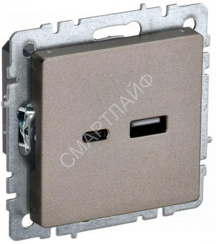 Розетка BRITE USB A+C 18Вт РЮ11-1-БрШ механизм шампань IEK BR-U22-018-K37 - smartlife-ural.ru – Екатеринбург