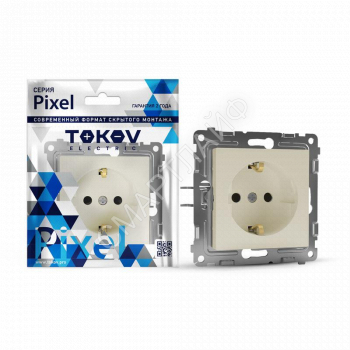 Розетка 1-м СП Pixel 16А IP20 с заземл. механизм беж. TOKOV ELECTRIC TKE-PX-R1Z-C02 - smartlife-ural.ru – Екатеринбург