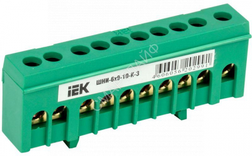 Шина PE "земля" в корп. изол. на DIN-рейку ШНИ-6х9-10-К-З IEK YNN10-69-10KD-K06 - smartlife-ural.ru – Екатеринбург