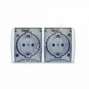 Розетка 2-м ОП Клио 16А IP54 с заземл. с прозр. крышкой бел. Universal К2232 - smartlife-ural.ru – Екатеринбург