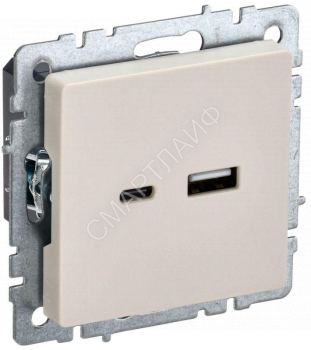 Розетка BRITE USB A+C 18Вт РЮ11-1-БрКр механизм беж. IEK BR-U22-018-K10 - smartlife-ural.ru – Екатеринбург