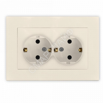 Розетка 2-м СП Афина 16А IP20 с заземл. в сборе сл. кость (ivory) Universal A0128-I - smartlife-ural.ru – Екатеринбург