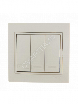 Выключатель 3-кл. СП Mira 10А IP20 со вставкой крем. LEZARD 701-0303-109 - smartlife-ural.ru – Екатеринбург