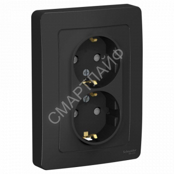 Розетка 2-м СП Blanca 16А IP20 250В с заземл. защ. шторки антрацит SE BLNRS001126 - smartlife-ural.ru – Екатеринбург