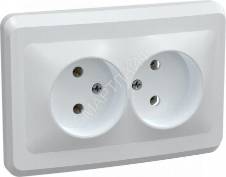 Розетка 2-м СП Вега РС12-2-ВБ без заземл. контакта без защ. штор 10А бел. GENERICA ERV20-K01-10-DM - smartlife-ural.ru – Екатеринбург