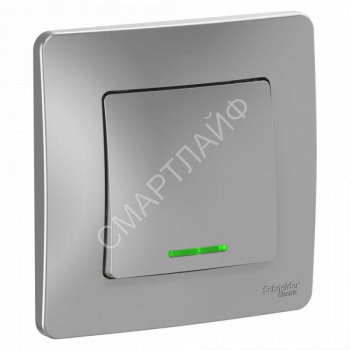 Выключатель 1-кл. СП Blanca 10А IP20 (сх. 1) 250В с подсветкой алюм. SE BLNVS010113 - smartlife-ural.ru – Екатеринбург