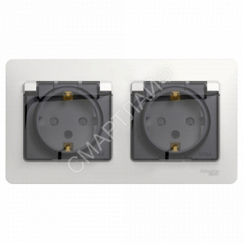 Розетка 2-м СП 2мод. Glossa 16А IP44 с заземл. защ. шторки в сборе бел. SE GSL000147 - smartlife-ural.ru – Екатеринбург
