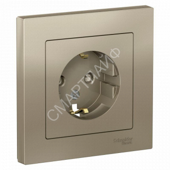 Розетка 1-м СП AtlasDesign 16А IP20 с заземл. защ. шторки в сборе шампань SE ATN000544 - smartlife-ural.ru – Екатеринбург