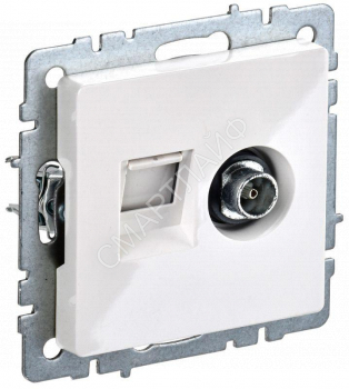 Розетка компьютерная + телевизионная 2-м Brite РТВ/РК12-БрБ RJ45 кат.5E + TV механизм бел. IEK BR-AK20-1-K01 - smartlife-ural.ru – Екатеринбург