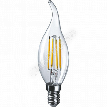 Лампа светодиодная филаментная 80 899 OLL-F-FC35-10-230-4K-E14 10Вт свеча на ветру прозрачная 4000К нейтр. бел. E14 1000лм 220-240В ОНЛАЙТ 80899 - smartlife-ural.ru – Екатеринбург