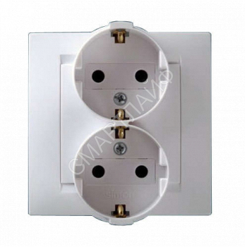 Розетка 2-м СП Simon15 16А IP20 250В с заземл. винт. клеммы бел. Simon 1590459-030 - smartlife-ural.ru – Екатеринбург