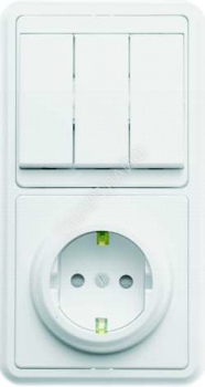 Блок БКВР-036 Бэлла (3-кл. выкл. + евророзетка с защ. шторками) бел. Кунцево 5847 - smartlife-ural.ru – Екатеринбург