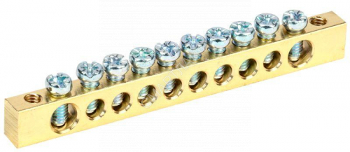 Шина PEN "земля-ноль" 6х9мм 10/2 (10групп/крепеж по краям) IEK YNN11-10-100 - smartlife-ural.ru – Екатеринбург