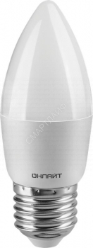 Лампа светодиодная 71 634 OLL-C37-8-230-2.7K-E27-FR 8Вт свеча 2700К тепл. бел. E27 800лм 176-264В ОНЛАЙТ 71634 - smartlife-ural.ru – Екатеринбург