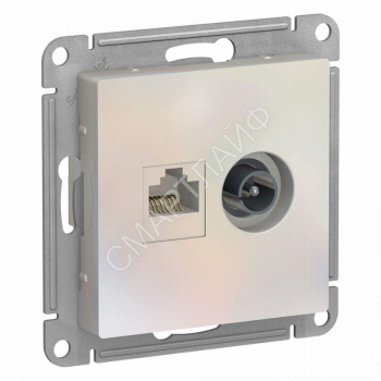 Розетка компьютерная + телевизионная 2-м СП AtlasDesign RJ45 кат.5E + TV механизм жемчуж. SE ATN000489 - smartlife-ural.ru – Екатеринбург