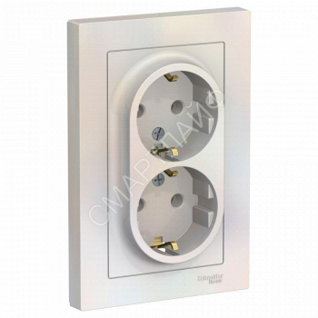 Розетка 2-м СП AtlasDesign 16А IP20 с заземл. в сборе жемчуж. SE ATN000424 - smartlife-ural.ru – Екатеринбург