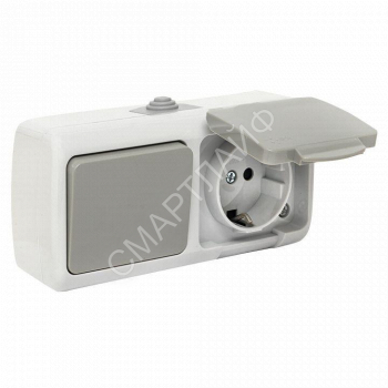 Блок ОП розетка 1-м 16А с заземл. с крышкой+выключатель 1-кл. Мурманск IP54 сер. EKF EFRV16-050-30-540 - smartlife-ural.ru – Екатеринбург