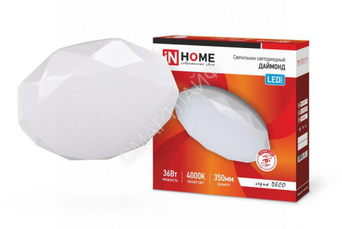 Светильник светодиодный DECO ДАЙМОНД 36Вт 4000К 3240лм 230В 380х55мм IN HOME 4690612033716 - smartlife-ural.ru – Екатеринбург