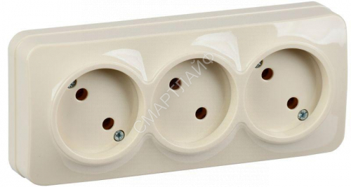 Розетка 3-м ОП GLORY РС23-2-ХК 10А без заземл. крем. IEK ERH30-K33-10 - smartlife-ural.ru – Екатеринбург