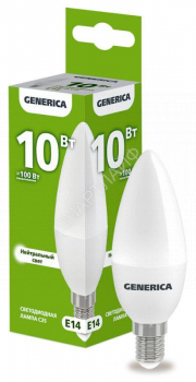 Лампа светодиодная C35 10Вт свеча 4000К E14 230В GENERICA LL-C35-10-230-40-E14-G - smartlife-ural.ru – Екатеринбург
