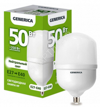 Лампа светодиодная HP 50Вт 4000К E27-E40 230В GENERICA LL-HP-50-230-40-E27-E40-G - smartlife-ural.ru – Екатеринбург