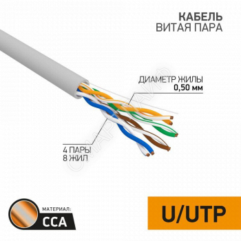 Кабель витая пара U/UTP кат.5E 4х2х24AWG медь сер. (уп.100м) PROCONNECT 01-0043-3-100 - smartlife-ural.ru – Екатеринбург