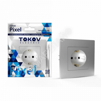 Розетка 1-м СП Pixel 16А IP20 с заземл. защ. шторки в сборе алюм. TOKOV ELECTRIC TKE-PX-R1FZSF-C03 - smartlife-ural.ru – Екатеринбург
