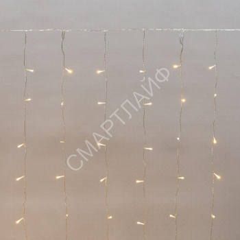 Гирлянда светодиодная "Светодиодный Дождь" 2х1.5м 150LED тепл. бел. 5.1Вт 230В IP44 эффект мерцания прозр. провод Neon-Night 235-516 - smartlife-ural.ru – Екатеринбург