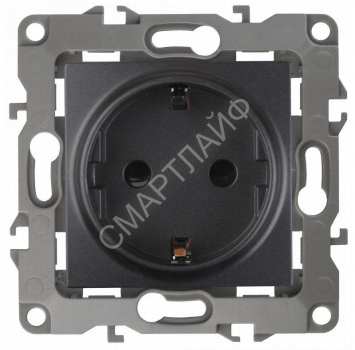 Розетка 1-м СП Эра12 12-2102-05 16А IP20 16AX 250В 2P+E Schuko защ. шторки механизм антрацит Эра Б0014691 - smartlife-ural.ru – Екатеринбург