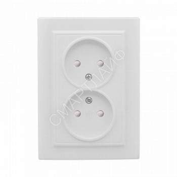 Розетка 2-м СП Минск 10А IP20 без заземл. защ. шторки бел. Basic EKF ERR10-102-100 - smartlife-ural.ru – Екатеринбург