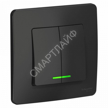 Выключатель 2-кл. СП Blanca 10А IP20 (сх. 5) 250В с подсветкой антрацит SE BLNVS010516 - smartlife-ural.ru – Екатеринбург