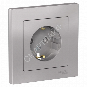 Розетка 1-м СП AtlasDesign 16А IP20 с заземл. защ. шторки в сборе алюм. SE ATN000344 - smartlife-ural.ru – Екатеринбург